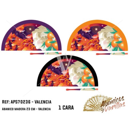 Abanico  en Acrilico pintado con diseños falleros para souvenir de Valencia