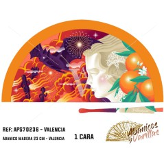 Abanico  en Acrilico pintado con diseños falleras para souvenir de Valencia