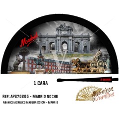 Leque preto para souvenir de Madrid noite, pintado em acrilico