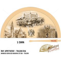 Leques de madeira para souvenir de Toledo. São servidos em 3 cores sortidas