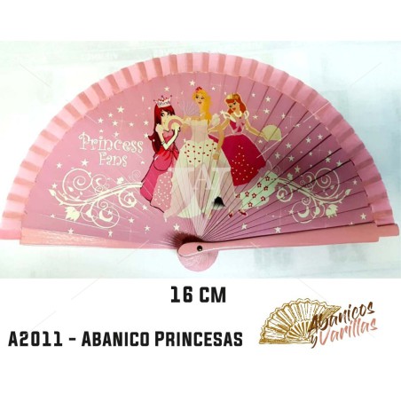 Abanico infantil de 16 cm pintados con diseño de princesas